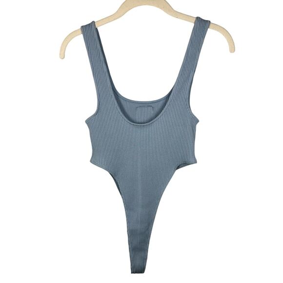 Zara X Starter Blue Ribbed High Waist Sleeveless Knit Bodysuit Women's Large - Picture 3 of 7